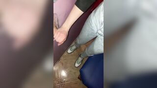 Two dicks one girl and handjob in Glory Hole