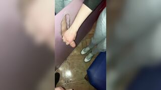 Two dicks one girl and handjob in Glory Hole