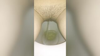 Russian mistress piss in your mouth, hairy pussy, close up pissing girl