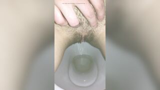 Russian mistress piss in your mouth, hairy pussy, close up pissing girl