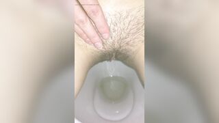 Russian mistress piss in your mouth, hairy pussy, close up pissing girl