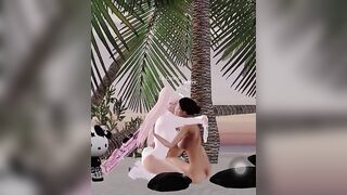 Lesbians Kissing Naked on the beach (imvu)