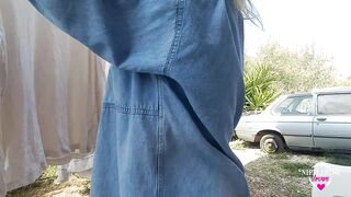 nippleringlover braless outside flashing pierced tits with huge large gauge nipple piercings