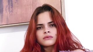Sexy Red Head Latina In Booty Shorts Masturbates Vibrator For The First Time - Wendy Smiles