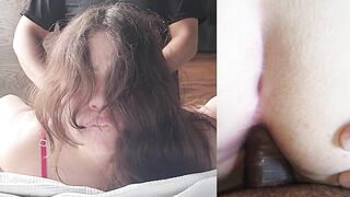 Bitch is slapped and fucked in her ass.