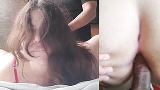 Bitch is slapped and fucked in her ass.
