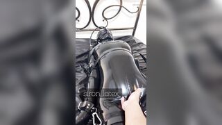 Rubber bondage with magicwand