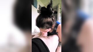 My Boyfriend Teases me While I Fold Clothes, So I Gave in and Sucked his Cock (surprise cumshot)