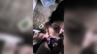 My Boyfriend Teases me While I Fold Clothes, So I Gave in and Sucked his Cock (surprise cumshot)