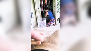 My Boyfriend Teases me While I Fold Clothes, So I Gave in and Sucked his Cock (surprise cumshot)