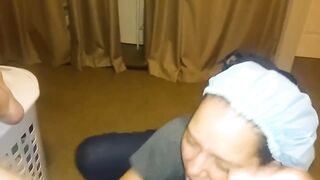Licking balls stroking cock dirty talk like a good wife
