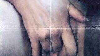 Playing with my big clit and juicy pussy in public hoping not to get caught