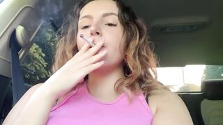 Relaxing smoking in the car!