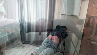 Spanking and jerking off husband