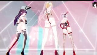 Genshin Impact - 3 Girlfriends Dance + Futanari Threesome Sex (3D HENTAI)