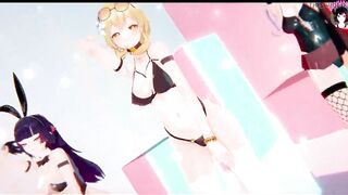 Genshin Impact - 3 Girlfriends Dance + Futanari Threesome Sex (3D HENTAI)