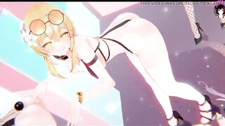 Genshin Impact - 3 Girlfriends Dance + Futanari Threesome Sex (3D HENTAI)