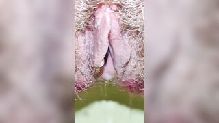 Hairy Creamy Pussy Pissing Loudly in the Toilet
