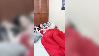 My stepcousin gets into my bed and I spoon fuck her without her boyfriend noticing!