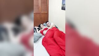 My stepcousin gets into my bed and I spoon fuck her without her boyfriend noticing!