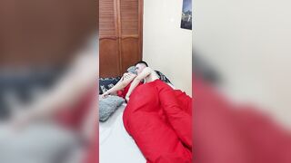 My stepcousin gets into my bed and I spoon fuck her without her boyfriend noticing!