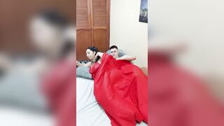 My stepcousin gets into my bed and I spoon fuck her without her boyfriend noticing!