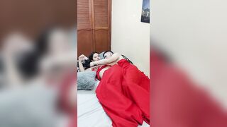 My stepcousin gets into my bed and I spoon fuck her without her boyfriend noticing!