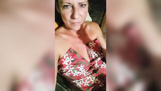 Naughty American Milf outdoor dildo play