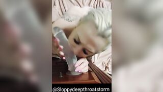Sloppy Deepthroat massive cock dildo