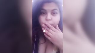 Amelia Moon Chubby Latina Early Morning Smoke no Pants or Bra Bed Hair - Snapchat Fun