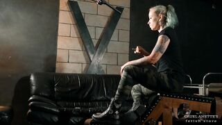 Smoking in boots 4K - Fetish - Femdom - Military - Tattoo