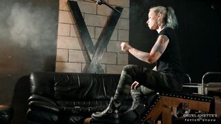 Smoking in boots 4K - Fetish - Femdom - Military - Tattoo