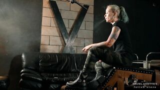 Smoking in boots 4K - Fetish - Femdom - Military - Tattoo
