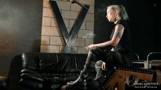 Smoking in boots 4K - Fetish - Femdom - Military - Tattoo