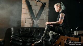 Smoking in boots 4K - Fetish - Femdom - Military - Tattoo