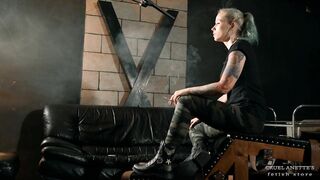 Smoking in boots 4K - Fetish - Femdom - Military - Tattoo