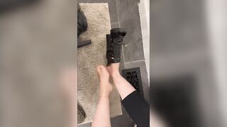 Bathroom HIGH HEELS FUCK - Back on FEET after CUM