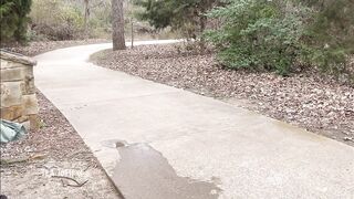 Squirting and getting completely naked on a busy trail!