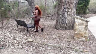Squirting and getting completely naked on a busy trail!