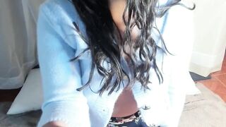 I'm a horny girl, I touch my tits for my internet friend