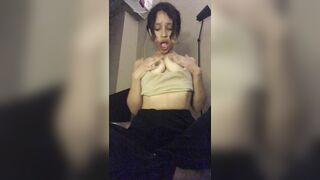 Sexy Shy Latina plays with titties