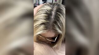 Blonde Milf sucks cock to pay rent