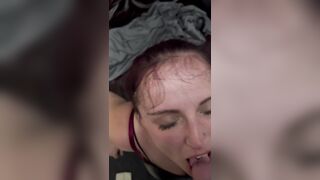 Hotwife slut has face glazed by hubby after hot fuck