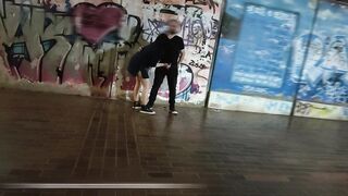Very risky public blowjob and handjob