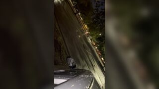 Creaming on his dick in a wide open parking lot