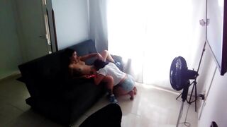 lesbian date, ends in fucking on the couch