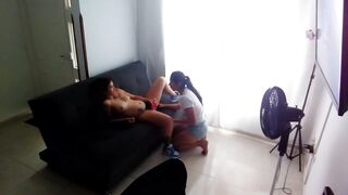 lesbian date, ends in fucking on the couch