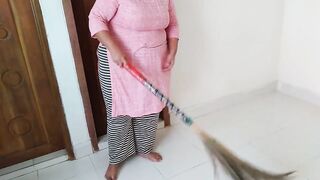 Sexy beautiful Saudi maid with big tits and big ass fucked by owner while cleaning house