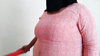 Sexy beautiful Saudi maid with big tits and big ass fucked by owner while cleaning house