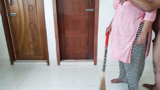Sexy beautiful Saudi maid with big tits and big ass fucked by owner while cleaning house